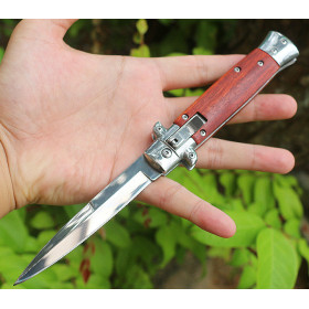 FA69 Italian Italy Stiletto Mafia Rosewood Self-Defense Tactical Survival Folding Knife UD406668